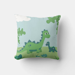 Kleurrijke dinosaurusmoeder en baby kinder cartoon kussen