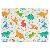 Kleurrijke dinosauruspartij groot cadeauzakje (Achterkant)