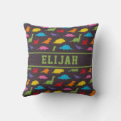 Kleurrijke Dinosauruspatroon, Kinder Gepersonalise Kussen (Achterkant)