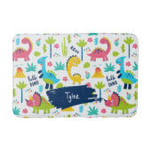 Kleurrijke dinosauruspatroon met Kinder naam badka Badmat (Voorkant)