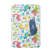 Kleurrijke dinosauruspatroon met Kinder naam badka Badmat (Voorkant Verticaal)