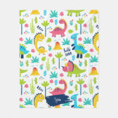 Kleurrijke dinosauruspatroon met Kinder naam Fleece Deken (Voorkant)