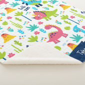 Kleurrijke dinosauruspatroon met Kinder naam Sherpa Deken (3/4)