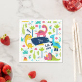 Kleurrijke dinosauruspatroon met Kinder naam Verja Servet (Insitu)