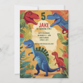 Kleurrijke dinosaurussen 5e verjaardag Kinder part Kaart (Voorkant)