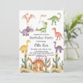 Kleurrijke dinosaurussen 5e verjaardagsfeest kaart (Staand voorkant)