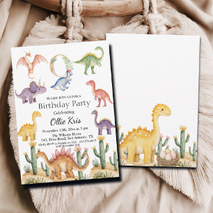Kleurrijke dinosaurussen 9e verjaardagsfeest kaart