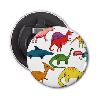 Kleurrijke dinosaurussen button flesopener