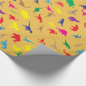 Kleurrijke dinosaurussen cadeaupapier (Hoek)