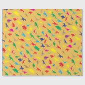 Kleurrijke dinosaurussen cadeaupapier (Vlak)