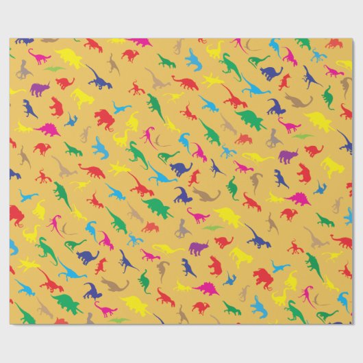 Kleurrijke dinosaurussen cadeaupapier (Vlak)