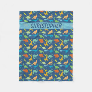 Kleurrijke dinosaurussen, gepersonaliseerd fleece deken