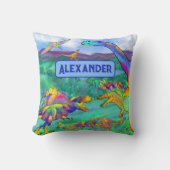 Kleurrijke dinosaurussen gepersonaliseerde naam kussen (Voorkant)