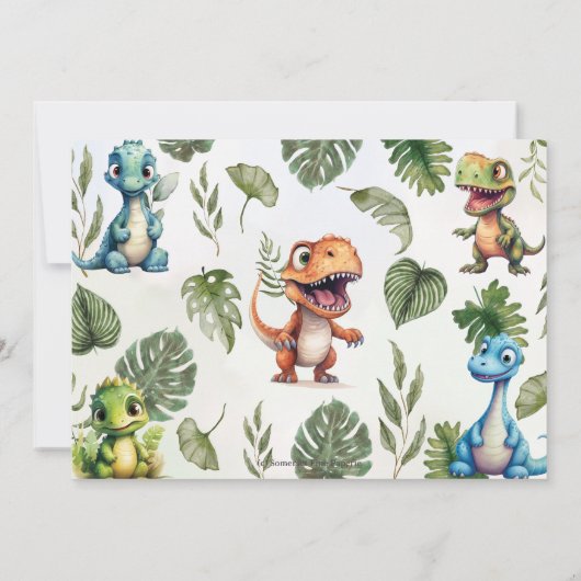 Kleurrijke dinosaurussen groen 1e verjaardag één f kaart (Achterkant)