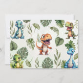 Kleurrijke Dinosaurussen Groen Één 1e Eerste Verja Kaart (Achterkant)