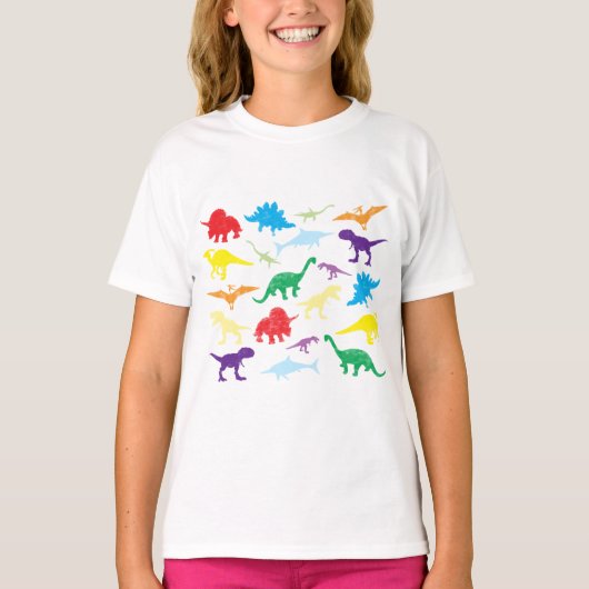 Kleurrijke dinosaurussen Kinder Patroon T-shirt (Voorkant)