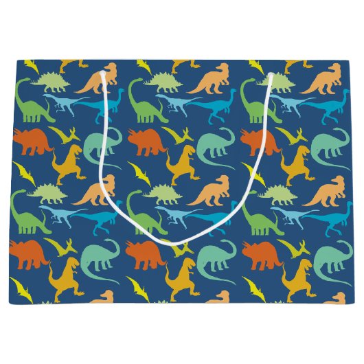 Kleurrijke dinosaurussen Kleinere afdrukken Large Cadeautasje (Voorkant)