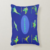 Kleurrijke dinosaurussen met namen blauw accent kussen (Voorkant(Verticaal))