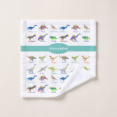 Kleurrijke dinosaurussen met namen Blauwgroen Patr Bad Handdoek (Wasdoekje)
