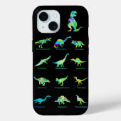Kleurrijke Dinosaurussen met Namen op Zwart Case-Mate iPhone Case (Achterkant)