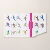 Kleurrijke dinosaurussen met namen Roze Bad Handdoek (Handdoek)
