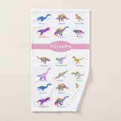 Kleurrijke dinosaurussen met roze namen bad handdoek (Handdoek)
