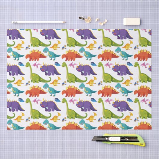 Kleurrijke dinosaurussen naadloos patroon tissuepapier (Craft)