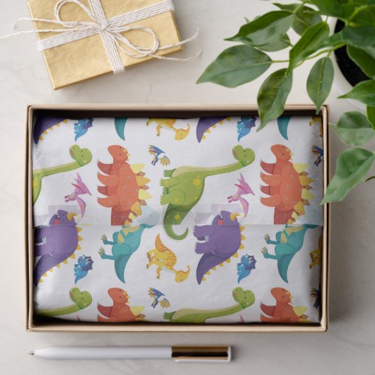Kleurrijke dinosaurussen naadloos patroon tissuepapier (Geschenk)