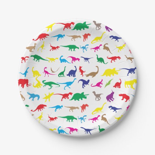 Kleurrijke dinosaurussen papieren bordje (Voorkant)