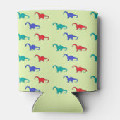 Kleurrijke dinosaurussen patroon op groen blikjeskoeler (Achterkant)