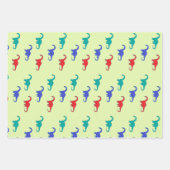 Kleurrijke dinosaurussen patroon op groen inpakpapier vel (Voorkant 2)
