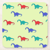 Kleurrijke dinosaurussen patroon op groen kartonnen onderzetters (Voorkant)