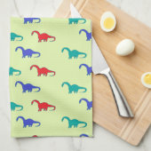 Kleurrijke dinosaurussen patroon op groen theedoek (Quarter Fold)