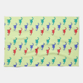 Kleurrijke dinosaurussen patroon op groen theedoek (Horizontaal)