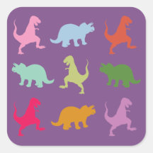 Kleurrijke dinosaurussen vierkante Stickers, glanz