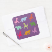Kleurrijke dinosaurussen vierkante Stickers, glanz Vierkante Sticker (Envelop)