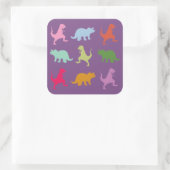 Kleurrijke dinosaurussen vierkante Stickers, glanz Vierkante Sticker (Tas)