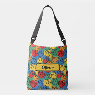 Kleurrijke dinosaurusvoetafdrukken crossbody tas