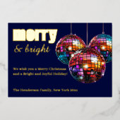 Kleurrijke Disco Bal  Folie Feestdagenkaart (Voorkant)