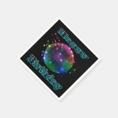Kleurrijke disco bal Happy Birthday op zwart serve Servet (Hoek)