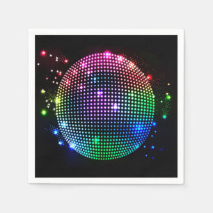 Kleurrijke disco bal op zwarte partij servetten