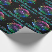 Kleurrijke Disco Ball Gelukkige Verjaardag op Zwar Cadeaupapier (Hoek)