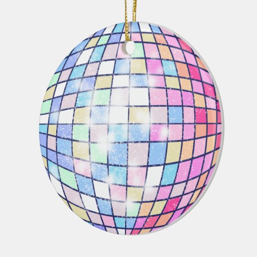 Kleurrijke Disco Ball Keramisch Ornament (Links)