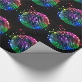 Kleurrijke Disco Ball op zwart cadeaupapier (Hoek)