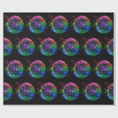 Kleurrijke Disco Ball op zwart cadeaupapier (Vlak)