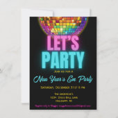 Kleurrijke Disco Ball Oudejaarsavond Party Kaart (Voorkant)