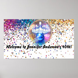 Kleurrijke Disco Bowling 1985 40ste verjaardag Poster
