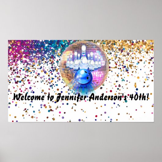 Kleurrijke Disco Bowling 1985 40ste verjaardag Poster (Voorkant)