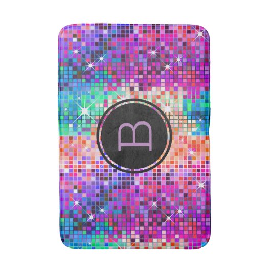 Kleurrijke disco glitter badmat (Voorkant Verticaal)