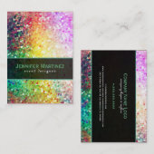 Kleurrijke Disco Glitter & Sparkles Gele Boventone Visitekaartje (Voorkant / Achterkant)